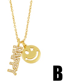 Fashion B Copper Diamond Smiley Letter Necklace