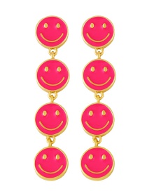 Fashion Rose Red Copper Drop Oil Multiple Smiley Earrings