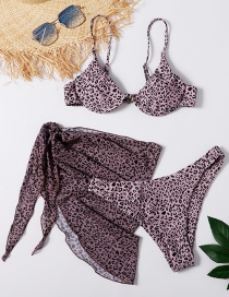 Fashion Leopard Three-piece Swimsuit With Split Print