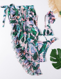 Fashion Pink Three-piece Swimsuit With Split Print
