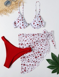 Fashion Picture Three-piece Swimsuit With Split Print