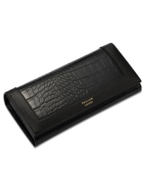 Fashion Black Pu Crocodile Pattern Wallet