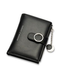 Fashion Black Multi-card Two-fold Pu Leather Wallet