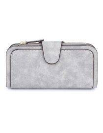 Fashion Light Grey Buckle Two-fold Frosted Wallet