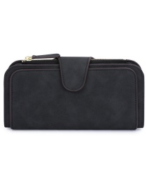 Fashion Black Buckle Two-fold Frosted Wallet