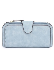 Fashion Light Blue Buckle Two-fold Frosted Wallet