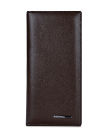 Fashion Dark Brown Pu Leather Lychee Pattern Long Wallet