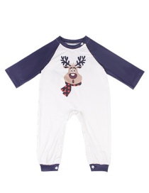 Fashion Baby Om9767 Christmas Print Long-sleeved Jumpsuit