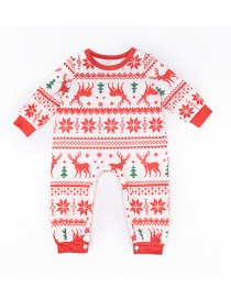 Fashion Baby Om9765 Christmas Print Long-sleeved Jumpsuit