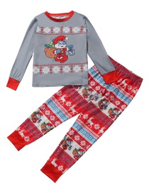 Fashion Child Om9773 Christmas Print Long-sleeved Trousers Parent-child Pajamas Set