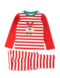 Fashion Ladies Om9772 Christmas Print Long-sleeved Trousers Parent-child Pajamas Set