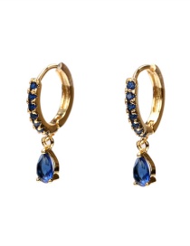 Fashion Blue Diamond Copper Inlaid Water Drop Zirconium Ear Ring