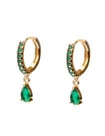 Fashion Green Diamond Copper Inlaid Water Drop Zirconium Ear Ring