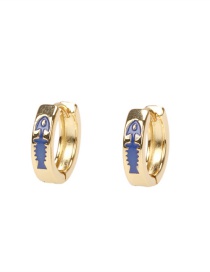 Fashion Blue Copper Drip Oil Fish Bone Ear Ring