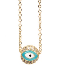 Fashion Cyan Copper Inlaid Zirconium Oil Drop Eye Necklace