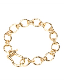Fashion B Gold Coloren Horseshoe Buckle Copper Diamond Horseshoe Buckle Geometric Thick Chain Bracelet