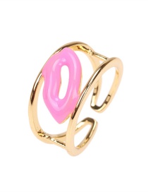 Fashion Pink Copper Drip Oil Lip Print Ring