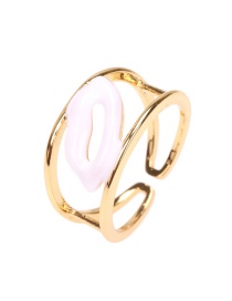 Fashion White Copper Drip Oil Lip Print Ring