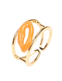 Fashion Orange Copper Drip Oil Lip Print Ring