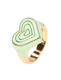 Fashion Light Green Copper Drip Oil Color Love Heart Ring