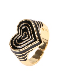 Fashion Black Copper Drop Oil Color Love Heart Ring