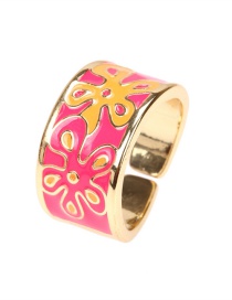 Fashion B Copper Drip Oil Colored Floral Ring