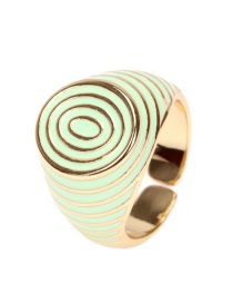 Fashion Light Green Copper Drip Oil Color Wide Brim Ring