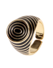 Fashion Black Copper Drip Oil Color Wide Brim Ring