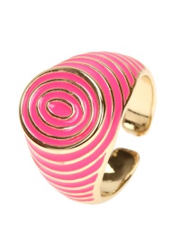 Fashion Rose Red Copper Drip Oil Color Wide Brim Ring