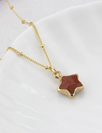Fashion 4# Metal Five-pointed Star Natural Stone Necklace