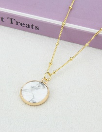 Fashion 3# Gold-plated Copper Round Natural Stone Necklace