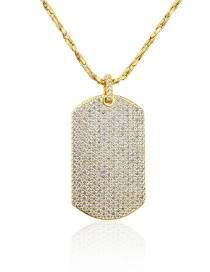 Fashion Gold Color Copper Inlaid Zirconium Geometric Tag Necklace