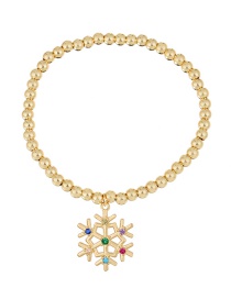 Fashion Color Copper Drop Oil Christmas Snowflake Beaded Bracelet