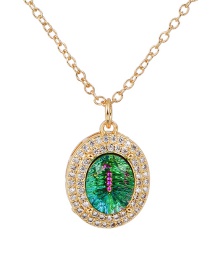 Fashion Green Copper Inlaid Zirconium Round Necklace
