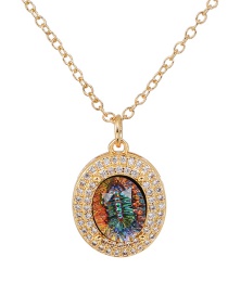 Fashion Color Copper Inlaid Zirconium Round Necklace