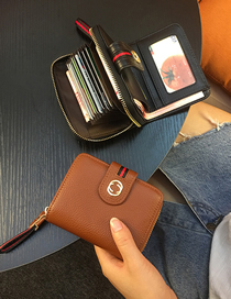Fashion Natural Multi-card Wallet With Leather Buckle