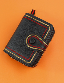 Fashion Black Leather Multi-card Pocket Wallet