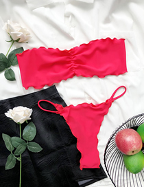 Fashion Watermelon Red Wrapped Lace Split Swimsuit