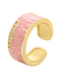 Fashion Pink Copper Drop Oil Pattern Open Ring