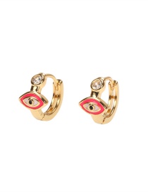Fashion Rose Red Copper Drop Oil Inlaid Zirconium Eye Earrings