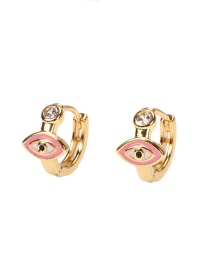 Fashion Pink Copper Drop Oil Inlaid Zirconium Eye Earrings