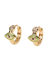 Fashion Light Green Copper Drop Oil Inlaid Zirconium Eye Earrings