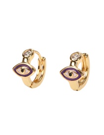 Fashion Purple Copper Drop Oil Inlaid Zirconium Eye Earrings