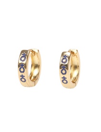 Fashion Blue Copper Drop Oil Symbol Ear Ring