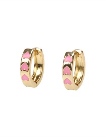 Fashion Pink Copper Drop Oil Love Ear Ring