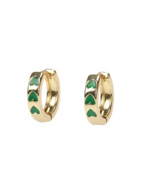 Fashion Green Copper Drop Oil Love Ear Ring