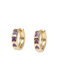 Fashion Purple Copper Drop Oil Love Ear Ring