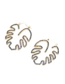 Fashion Blue Diamond Copper Inlaid Zirconium Maple Leaf Stud Earrings