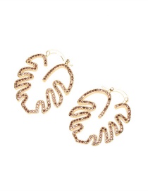 Fashion Champagne Diamond Copper Inlaid Zirconium Maple Leaf Stud Earrings