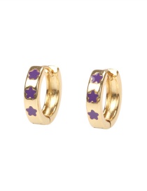 Fashion Purple Copper Drop Oil Five-pointed Star Earrings